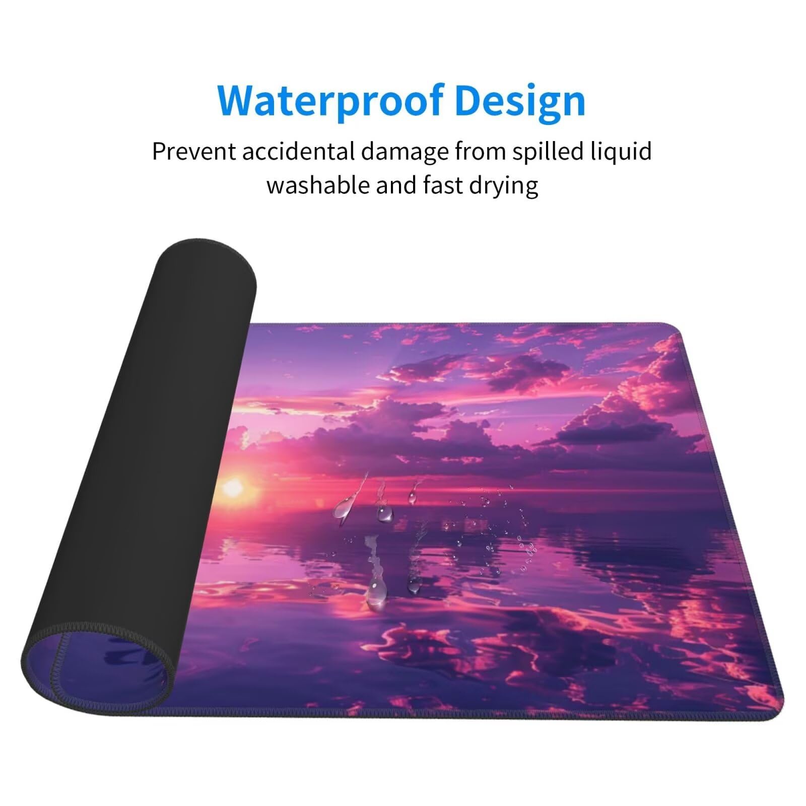 Alfombrilla de Ratón Gaming Grande XXL 1400x600x4mm con Bordes Cosidos, Tela de Micro Tejido, Base de Goma Antideslizante y Mouse Pad, para Teclado Jugadores Escritorio, PC, Oficina Noche Morada Y6974