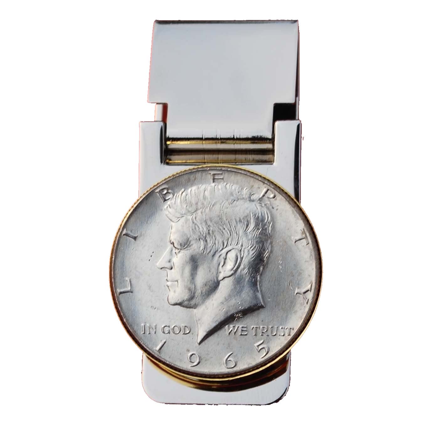 US 1965 Kennedy Half Dollar 40% Silver Coin Hinged Money Clip NEW