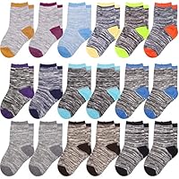 Duufin 18 Pairs Toddler Crew Socks Kids Mid Cut Half Cushion Socks Breathable Unisex Toddler Socks for Baby Girls and Boys