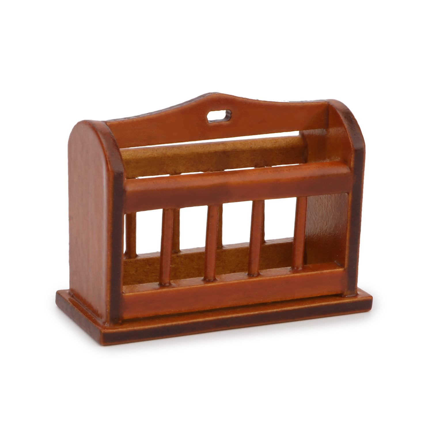Miniature Magazine Paper Rack 1:12 Furniture for Dollhouse Books Newspaper Shelf Wooden Rack Living Room Accessories Decoration Ornaments (Brown)