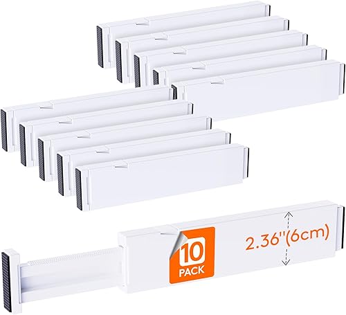 Miniatura 20 de Lifewit - Paquete de 8 separadores de cajones de plástico de 15 cm de alto, 34-56 cm ajustables, organizadores de cajones para ropa, separadores