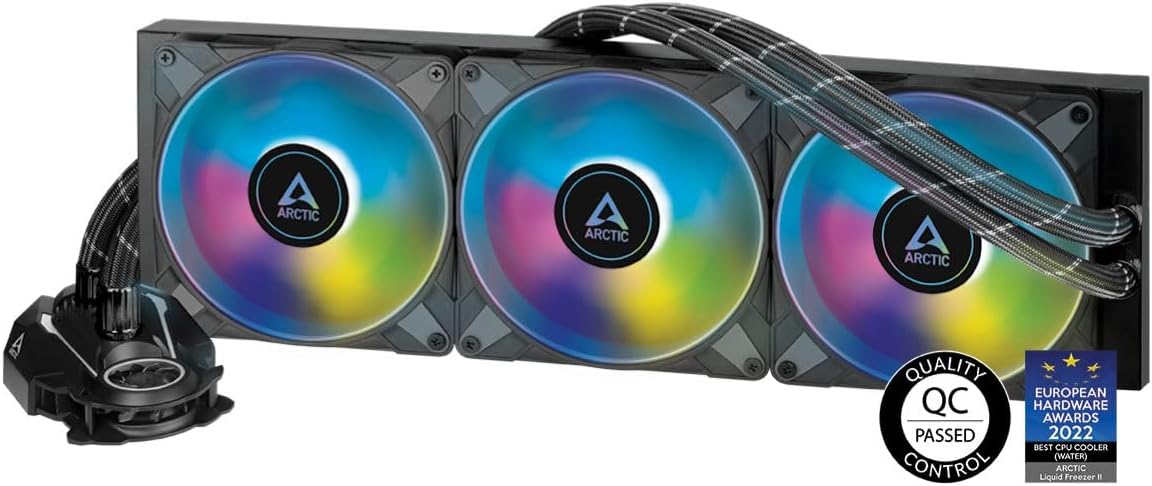 ARCTIC Liquid Freezer II 420 A-RGB - Multi-Compatible All-in-One CPU AIO Water Cooler with A-RGB, efficient PWM-Controlled Pump, Fan Speed: 200-1900 RPM, LGA1700 Compatible - Black