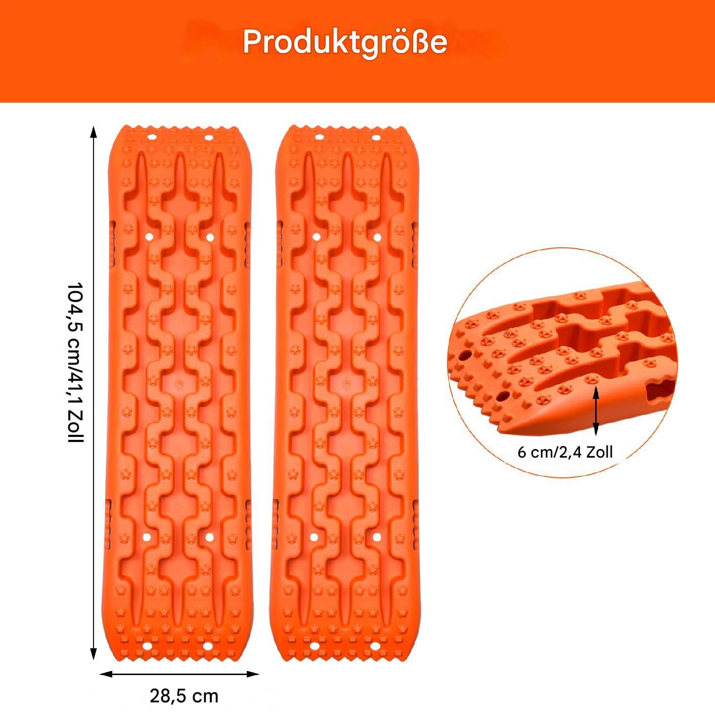 Lot de 2 plaques de sable tout-terrain - Aide au démarrage et à la traction pour camping-car, SUV et camion - Charge maximale de 10 °C - Plaques en plastique pour boue, sable et neige - Flexibles