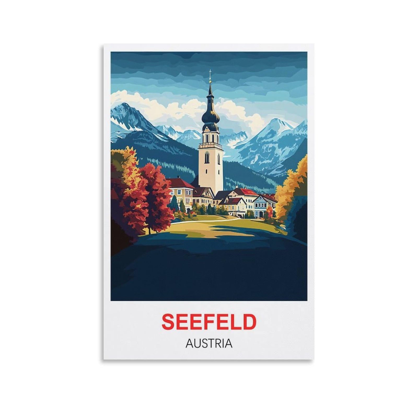 EZMLFA DIY 5D Diamond Painting Kits for Adults,Seefeld Austria DIY Diamond Art Kits Gem Painting Crafts for Home Wall Decor 50x60cm