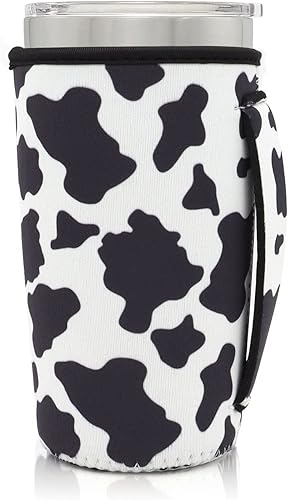 Mangas aisladas de neopreno con asa para vasos de 20 onzas, funda reutilizable para café helado compatible con Starbucks Trenta, Dunkin L, más