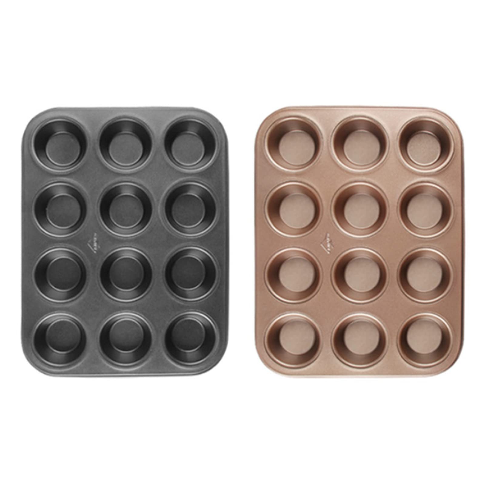 Moldes rectangulares para Cupcakes, moldes rectangulares para Muffins y Cupcakes, moldes para 12 Muffins, moldes Grandes antiadherentes para Pasteles, Color Negro，Gold