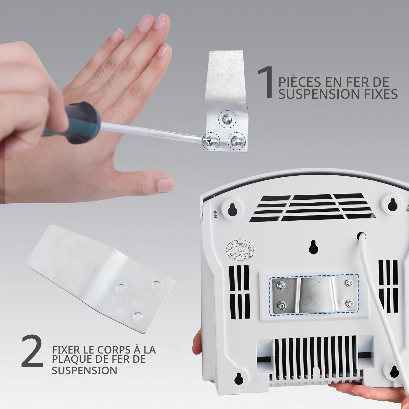 modunful Sèche-mains automatique mural Avec lampe témoin, séchage par vent chaud et froid, compact classique Commercial 220V 2000W Blanc