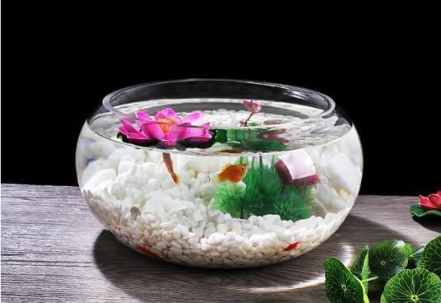 WQNB金魚鉢 丸型金魚鉢 ガラス 透明 テーブル水槽 鉢 観葉植物 おしゃれ インテリア 大容量 容器 オブジェ 花瓶 (35cm