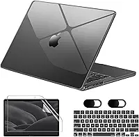Capa para Macbook Air 13,6'' A2681(M2) 2022/A3113(M3) 2024/A3240(M4) 2025/(M5)2026, Com Película de Teclado, Película de Tela Hidrogel e Capa de privacidade para câmera (Transparente Preto)