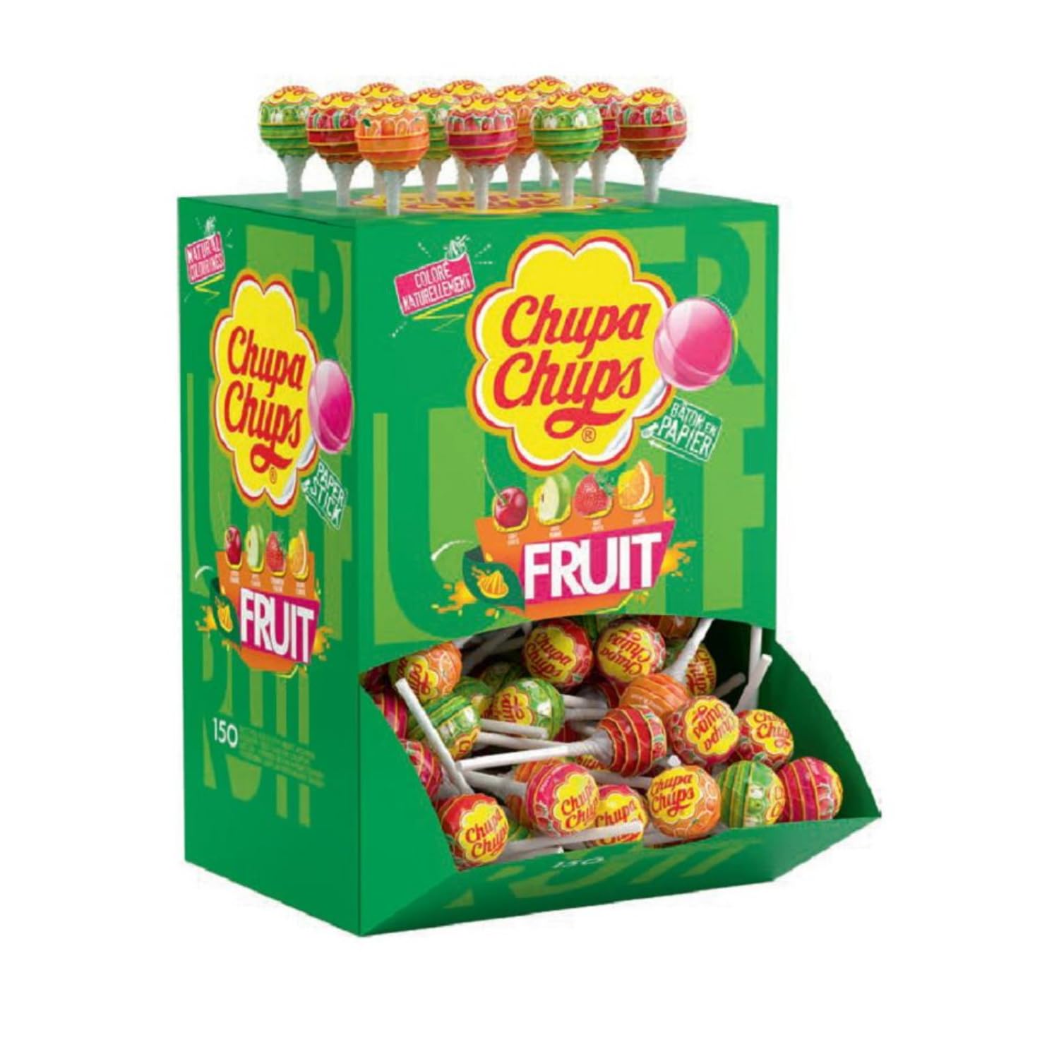 CHUPA CHUPS Caja Expositora de Piruletas de Frutas - 150 piezas
