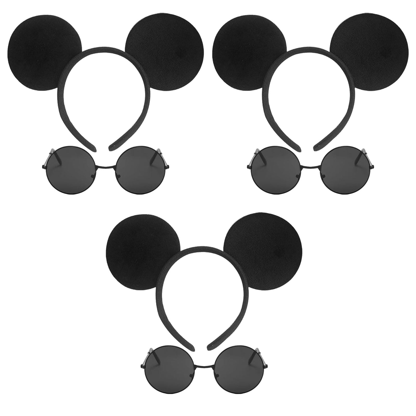 6 Pieces Mouse Costume, Mouse Ear Headband with Black Glasses, Cartoon Mouse Animal Ears Accessories Fancy Dress World Book Day Animal Costume For Kids Adults Cosplay Birthday Party