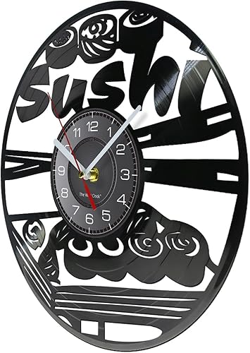 Miniatura 2 de OTKU Reloj de pared de cocina japonesa de 12 pulgadas, rollo de sushi, rollo de vinilo personalizado, sushi bar, sashimi japonés, restaurante