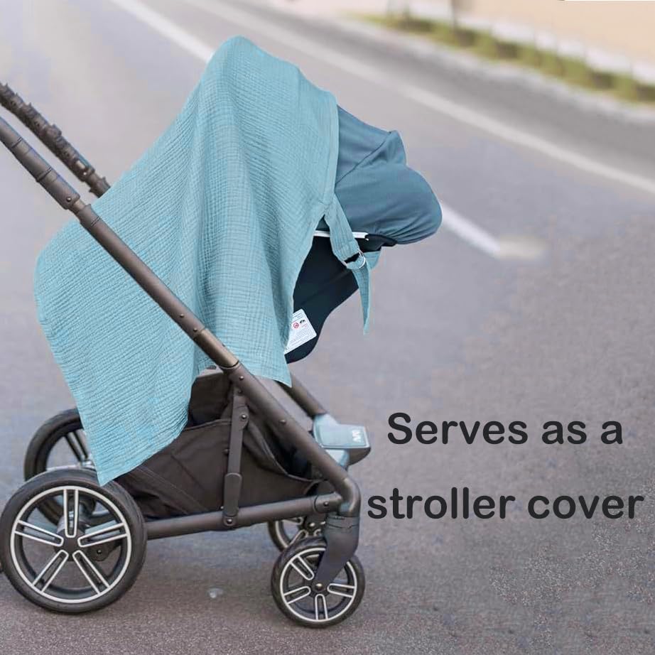 Miniatura 6 de Funda de lactancia, cubierta de muselina para lactancia materna, suave y transpirable, 100% algodón con correa ajustable para el cuello, delantal