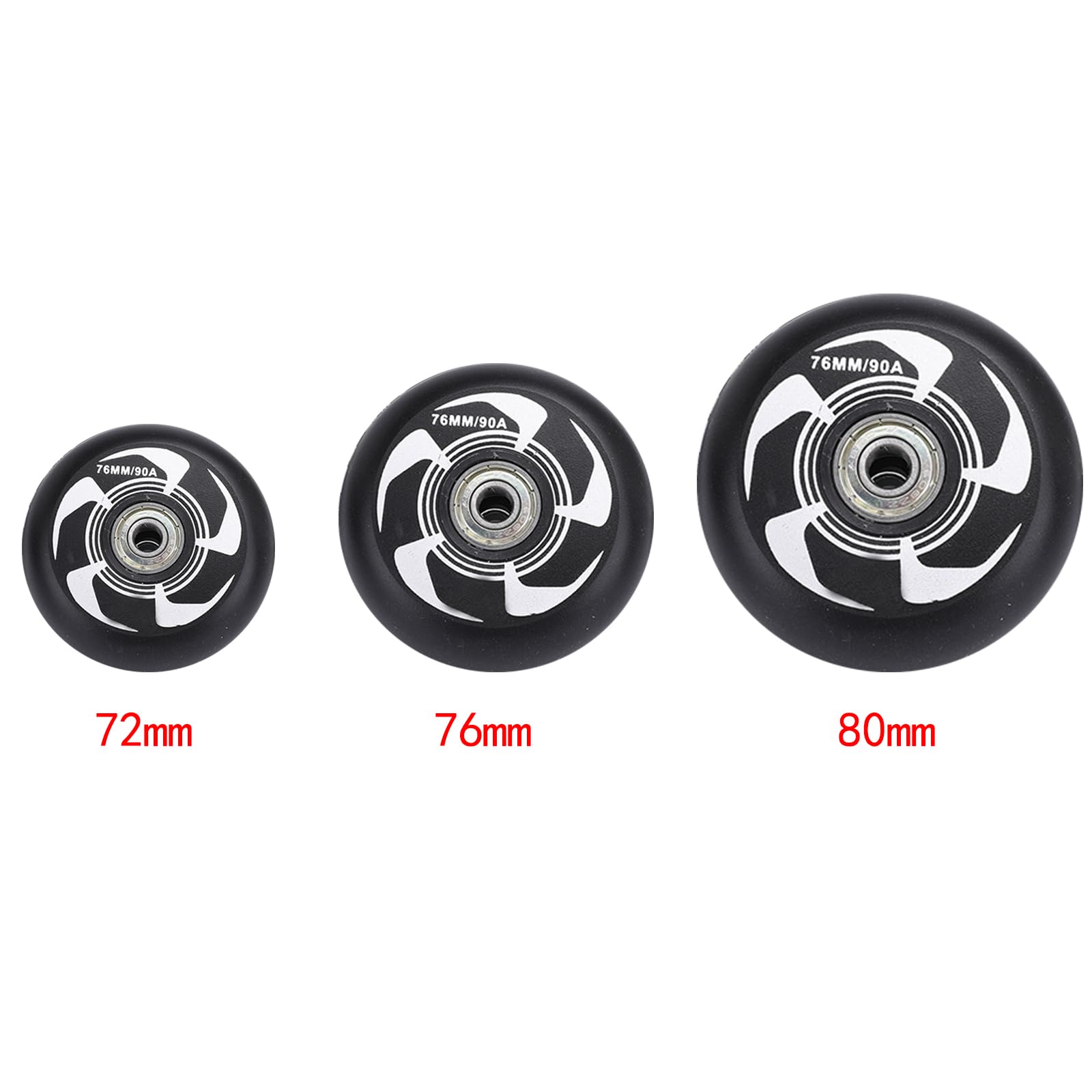 Lot de 8 Roues de Patin à Roues alignées 72 mm, 76 mm, 80 mm résistantes à l'usure 90 A avec roulements ABEC-9 Accessoires de Rechange Roues d'entraînement intérieures ou extérieures