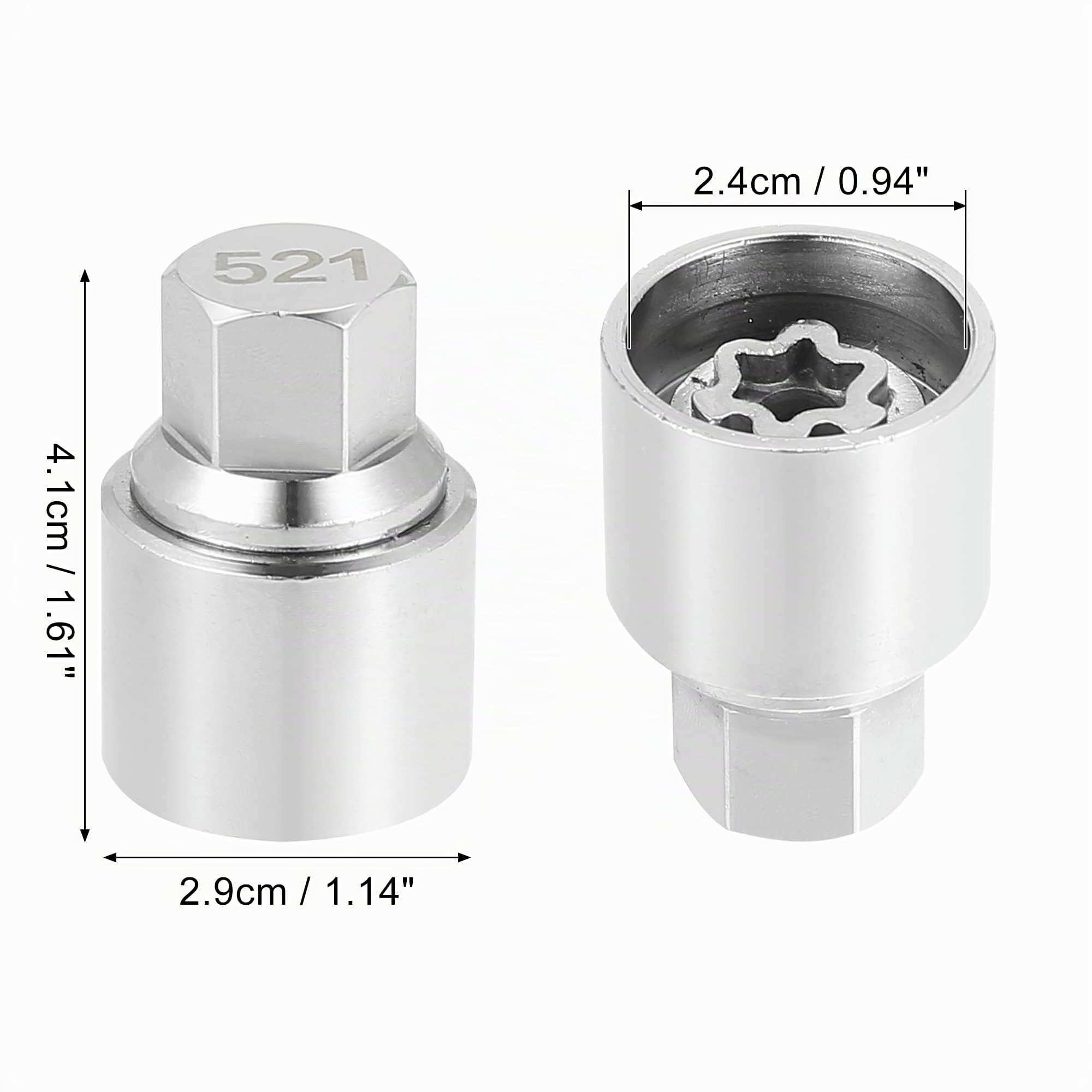 X AUTOHAUX Vis Antivol de Roue, Clé de Démontage pour VW Touareg | Pour VW Scirocco, Magotan, Phaeton, Tiguan, Couleur Argenté, Matière Métal, Dimension 4.1x2.9cm H*P, Diamètre Interne 2.4cm