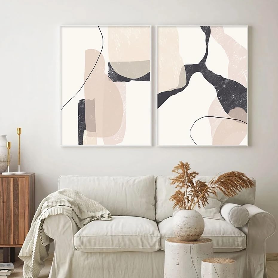 Impression sur toile marbre abstrait PMCTAZ triptyque bohème moderne de qualité supérieure - 3