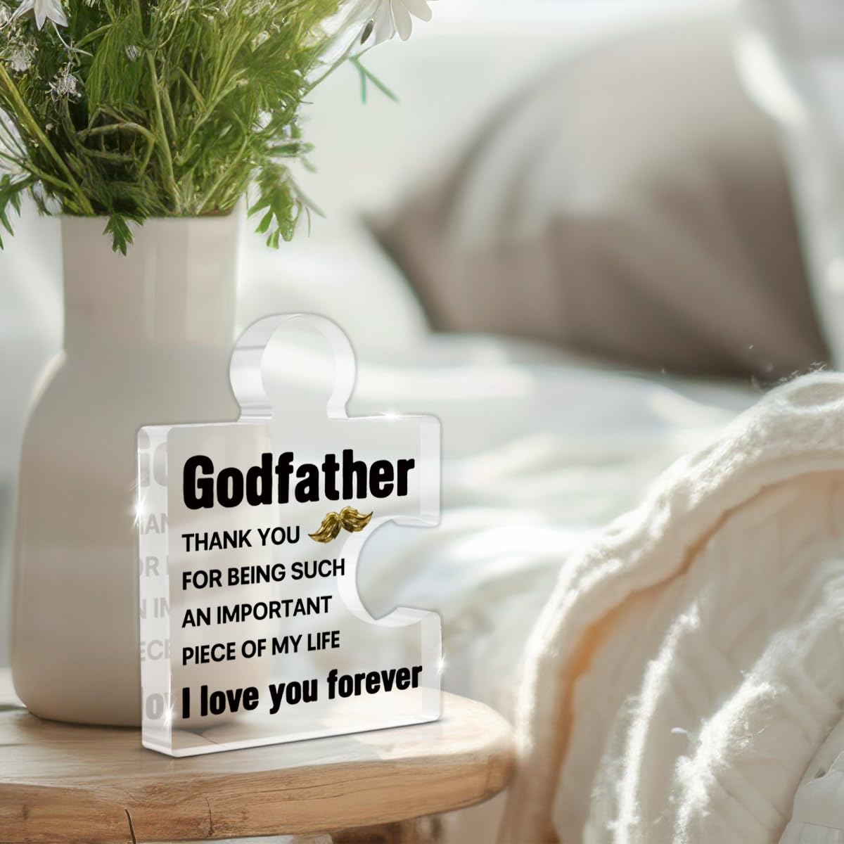 Godfather Gift, Godfather Father's Day Gifts from Goddaughter Godson Godchild, Gifts for God Father Birthday Christmas Fathers Day Acrylic Puzzle Piece Plaque Desk Decorations for Home Decor