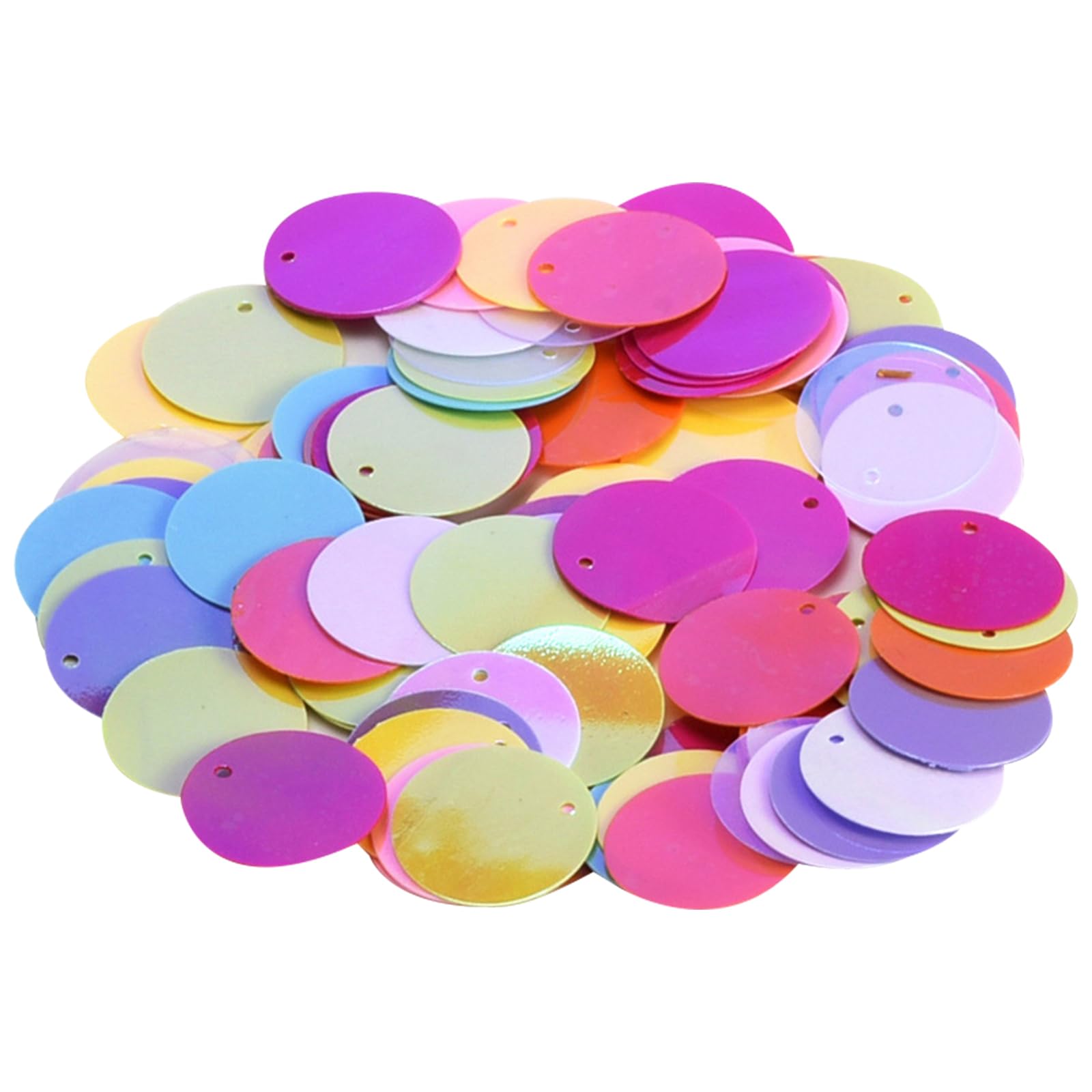 50g Holographic Large Round PVC Sequins with Hole Sequins Craft Spangles Paillettes Rainbow Cup Sequins for Jewelry DIY Arts Crafts Embellishment Gems Sewing Decorating Applique Knitting (15mm Round)