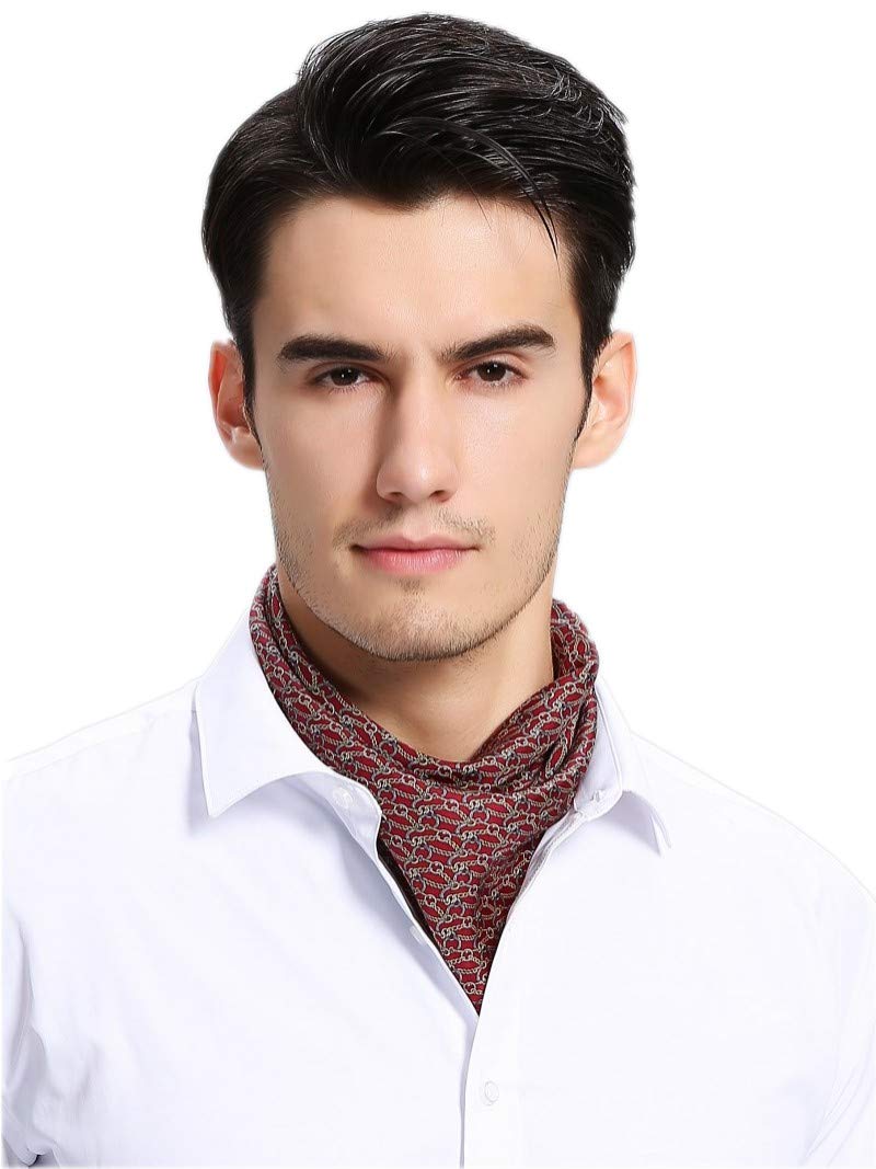 Prettystern Men's 1. Red / Gold Pure Silk Square ´S Bandana Neckerchief Head-Scarf - Red Paisley No.1