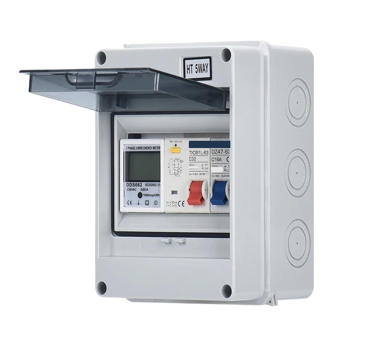 Outdoor Household Switch Waterproof Electrical Distribution Box Circuit Breaker Power Plastic Junction Wire Box IP65(12WAY Type 1)
