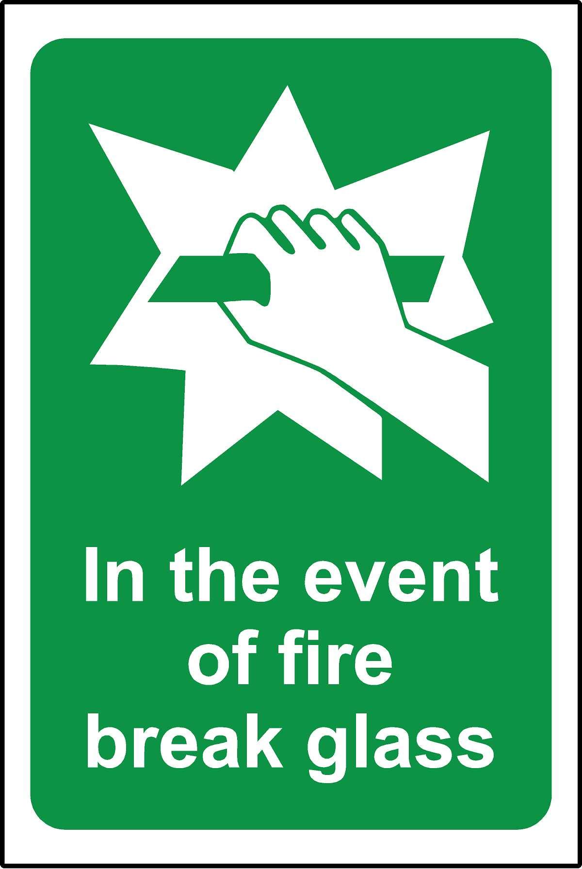 Kpcm Display Ltd In The Event Of Fire Break Glass Safety Sign - 1.2Mm Rigid Plastic 150Mm X 100Mm