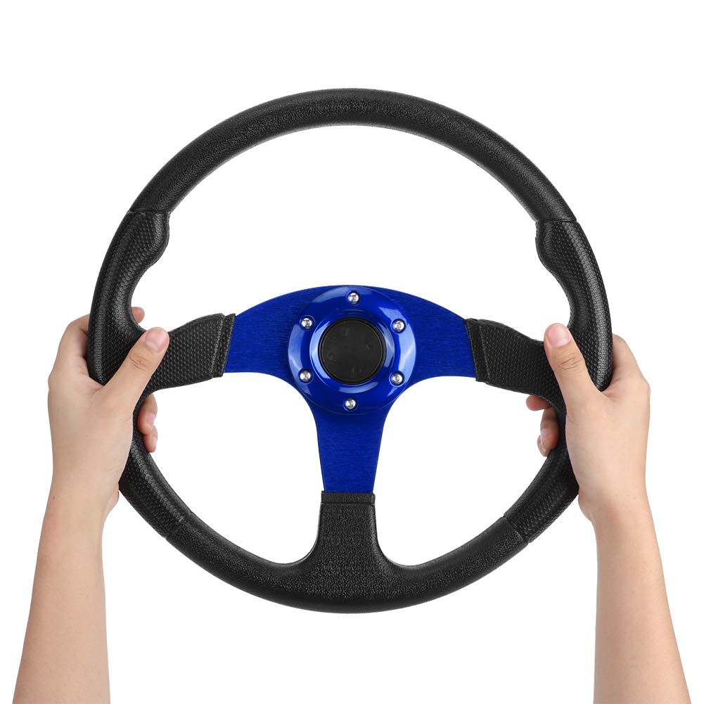 Tbest Volante, Volante, 350Mm Volante Plano350Mm14In Racing Car Sport Volante Deep Dish 6 Tornillos Universal Modificado Accesorionegro (Azul)