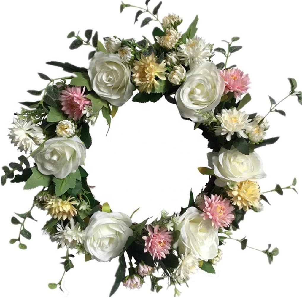 16 Inch Chrysanthemum Floral Roses Door Wreath Wedding Decorative Wreath