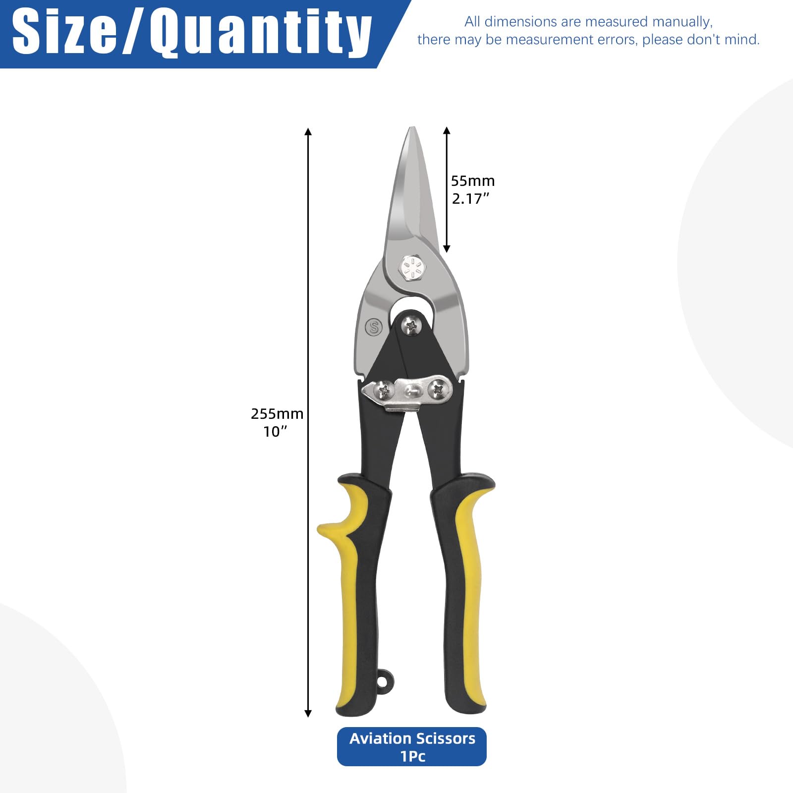 Glarks 1 pz 255mm/10 '' Aviation Tin Snip, Taglio Lungo Straight Aviation Snip Tin Taglio Forbici Taglio Straight Metal Forbici Aviation Snips per Taglio Foglio di Metallo, Materiale Duro, Qualità Ind