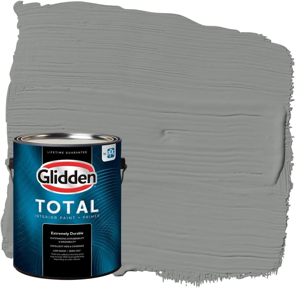 Glidden Total Interior Wall Paint & Primer All-in-One, Phoenix Fossil/Gray, Eggshell, 1 Gallon
