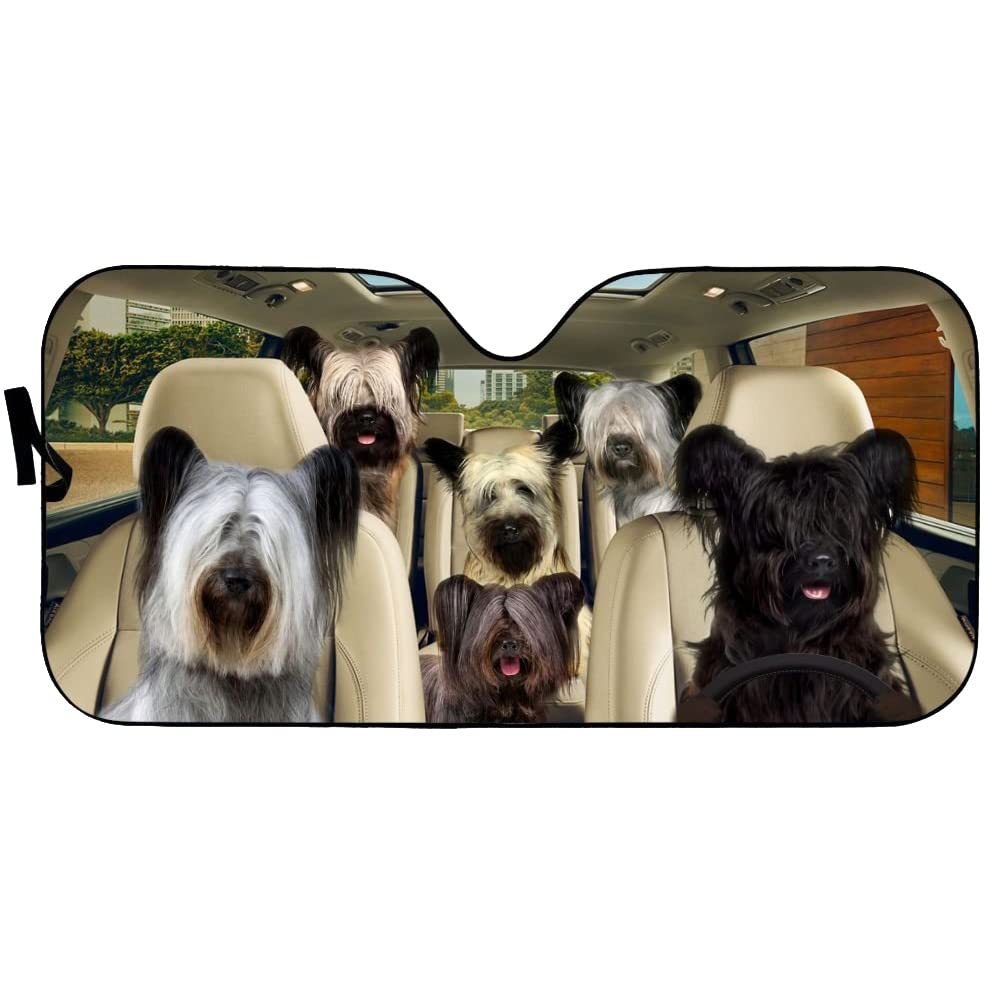 Parasol para parabrisa Skye Terrier protector solar portatil de coche talla M 4