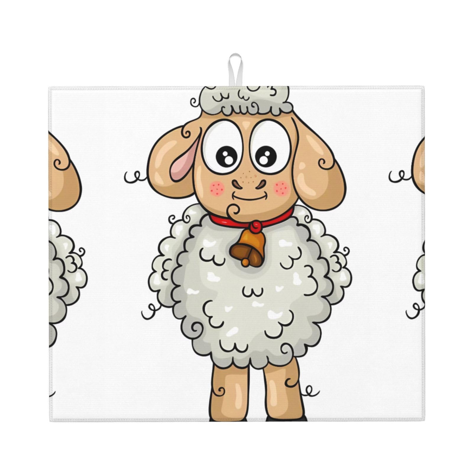 YYHHAOFA Lamb Prints Kitchen Drying Mat – Absorbent Dish Throw for Countertops, Quick-Dry Non-Slip Layer with Stylish Prints, for New Homes