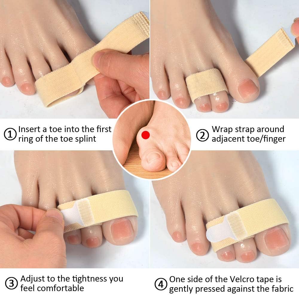 Broken Adjustable Toe Wraps 8 Pack, Fabric Toe Splint Toe Cushioned Bandages Finger Toe Protectors Straightener Toe Separators, Orthopedic belts - Image 4