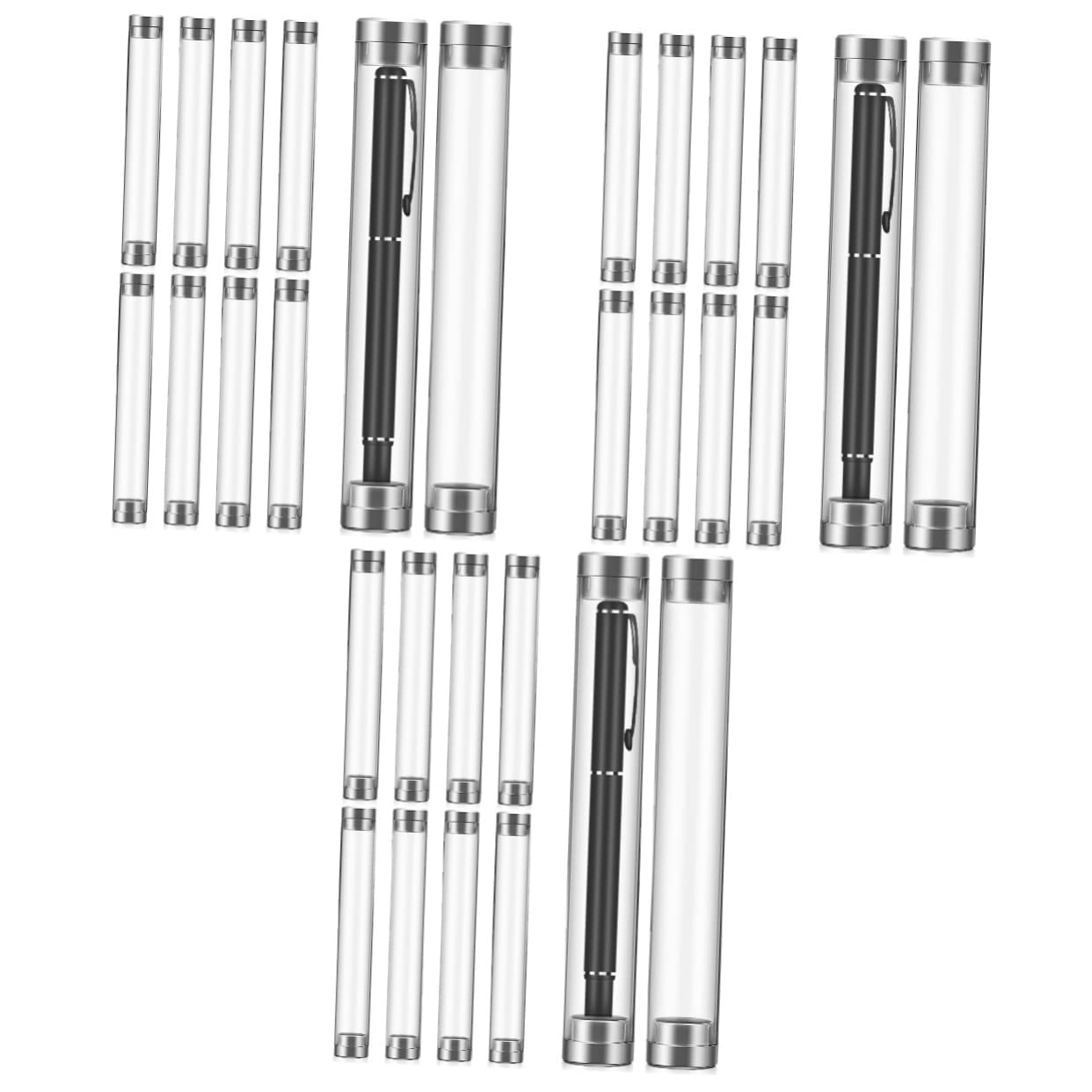 VILLCASE 30 Pezzi Custodie Trasparenti in Acrilico per Penne Penne Cilindrico Singolo Contenitori Resistenti Ufficio e Scuola Protezione Compact per Stilografiche e