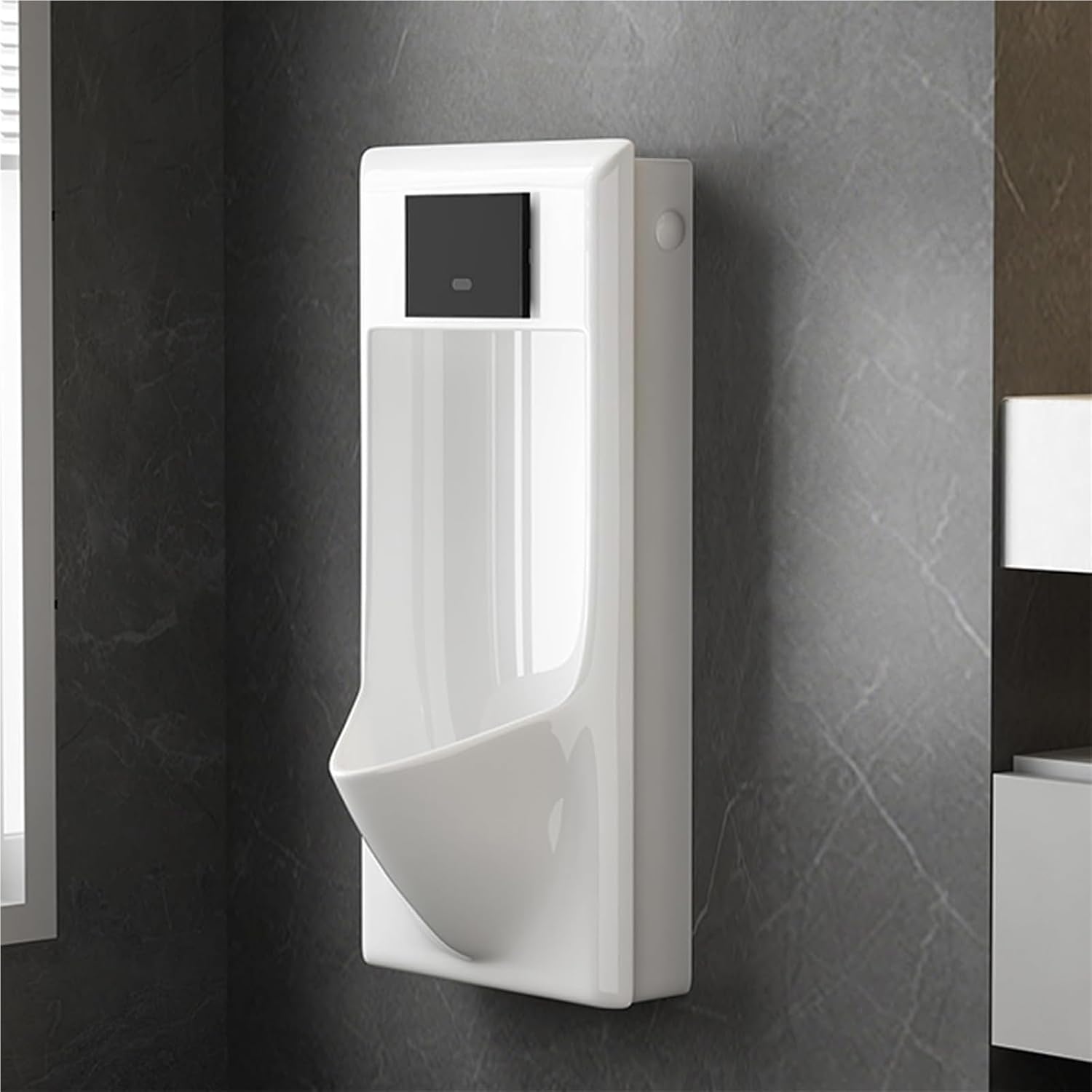 Wall Mounted Men's Adult Urinal， Wall Mounted Men's Adult Urinal Touchless Residential Washout High-Efficiency(Gray)