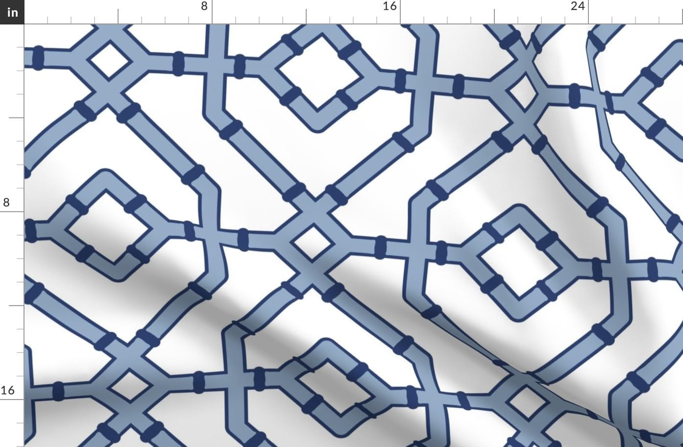 Spoonflower Fabric - Chinoiserie Trellis Blue White Maximalist Lattice Grandmillennial Printed on Organic Cotton Sateen Fabric by The Yard - Sewing Quilting Apparel Home Decor