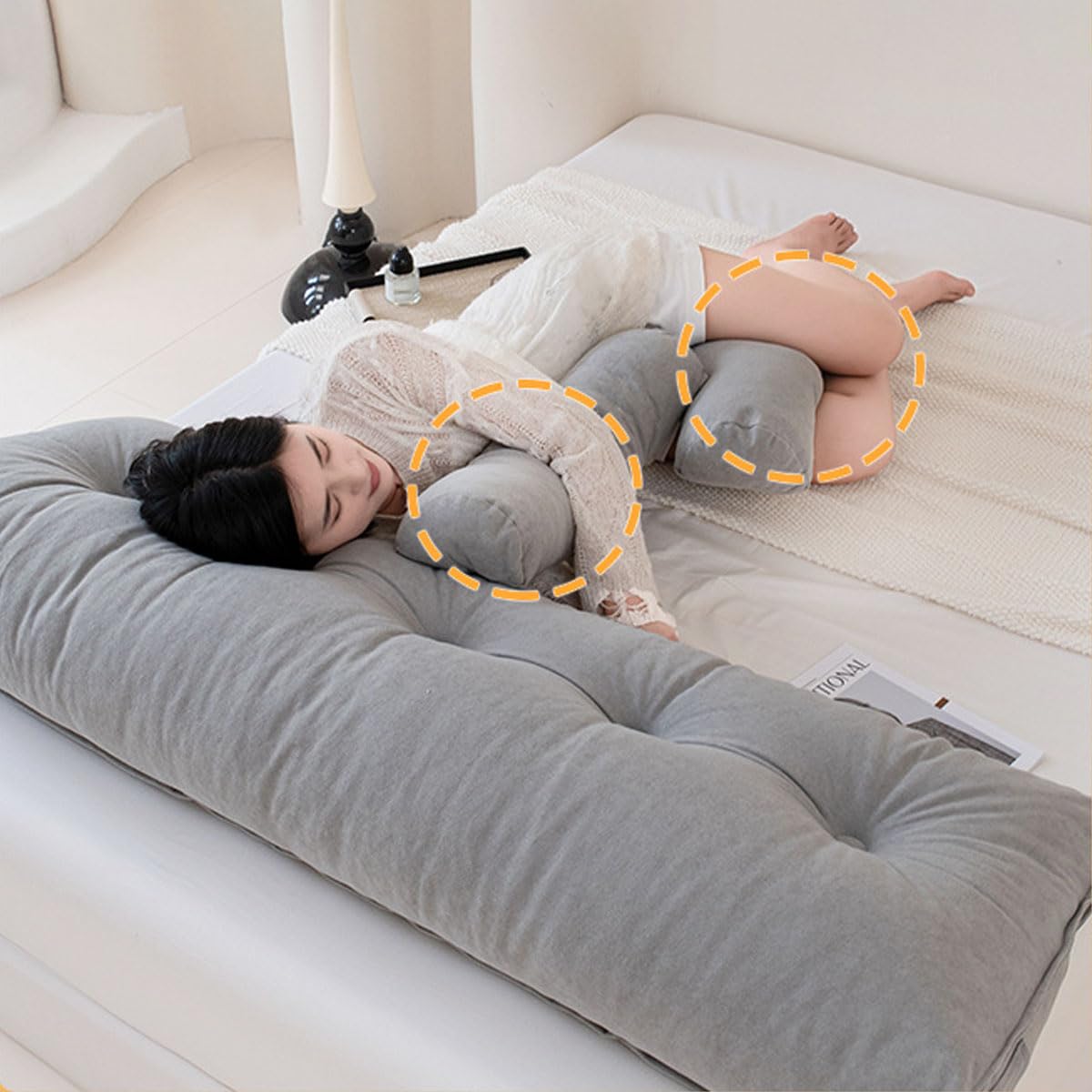 Cuscino Triangolare Per Testiera Letto 150cm Con Cuscino Collo - Velluto Grigio, Ergonomico, Lavabile