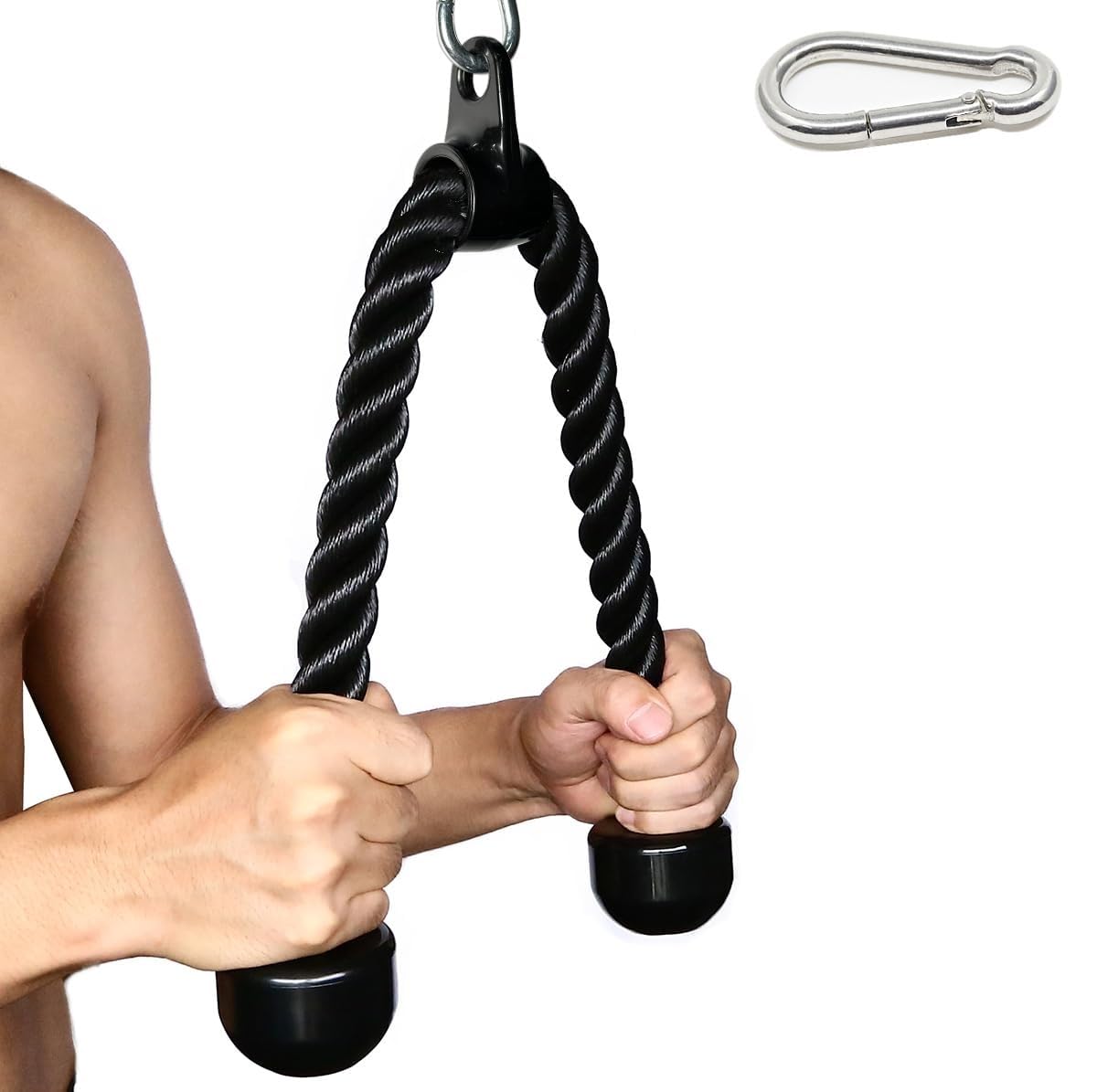 Tricep Rope Cable Attachment for Gym, Heavy Duty Braided Nylon Rope with Rubber End Caps, LAT Pulldown & Tricep Pushdown Attachment for Cable Machine, Home Gym & Fitness Training-image-43
