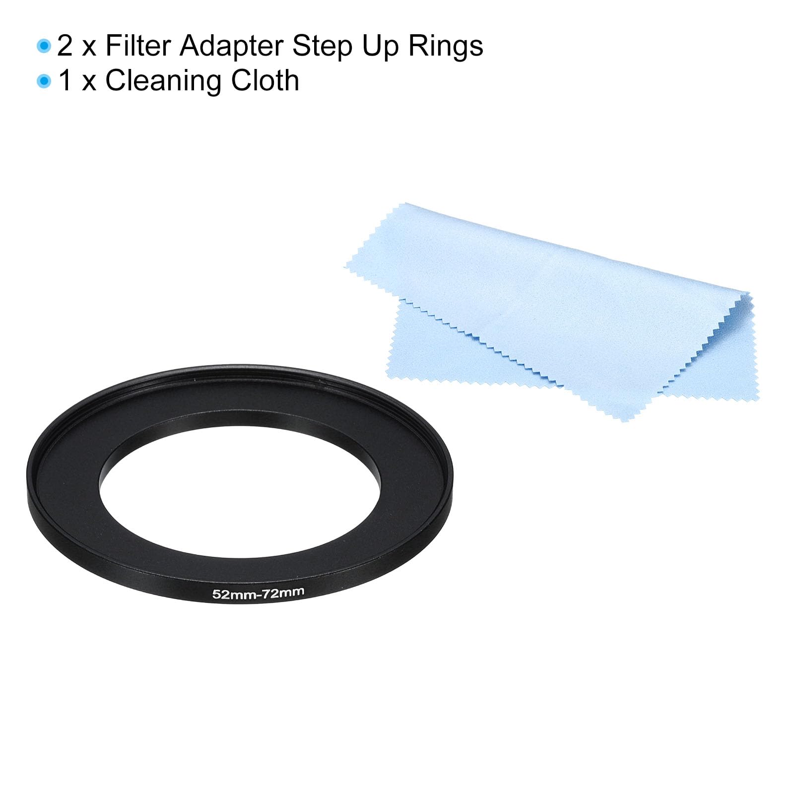PATIKIL Bague d'adaptation en métal 52-72mm Lot de 2 pour Filtre d'objectif d'appareil Photo Aluminium Noir