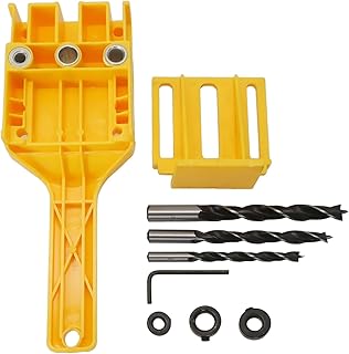 Woodworking Hole Punch Drill Bit Locator Self Centering Doweling Jig with Adjustable Distance for 6mm 8mm 10mm Bits Precision Wood Drilling Guide Tool for Furniture Making Splicing Round Pins