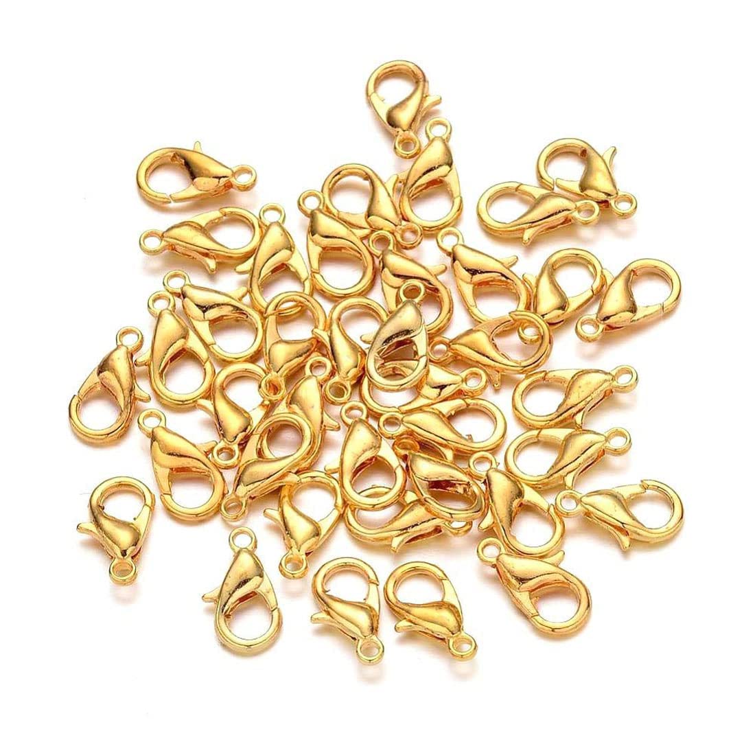 SURAKO Collections Jewellery Making Lobster Clasps Claw Hooks Durable Alloy Jewelry Fasteners for DIY for Necklace and Bracelet/Findings Fasteners -Pack of 50 (Gold)