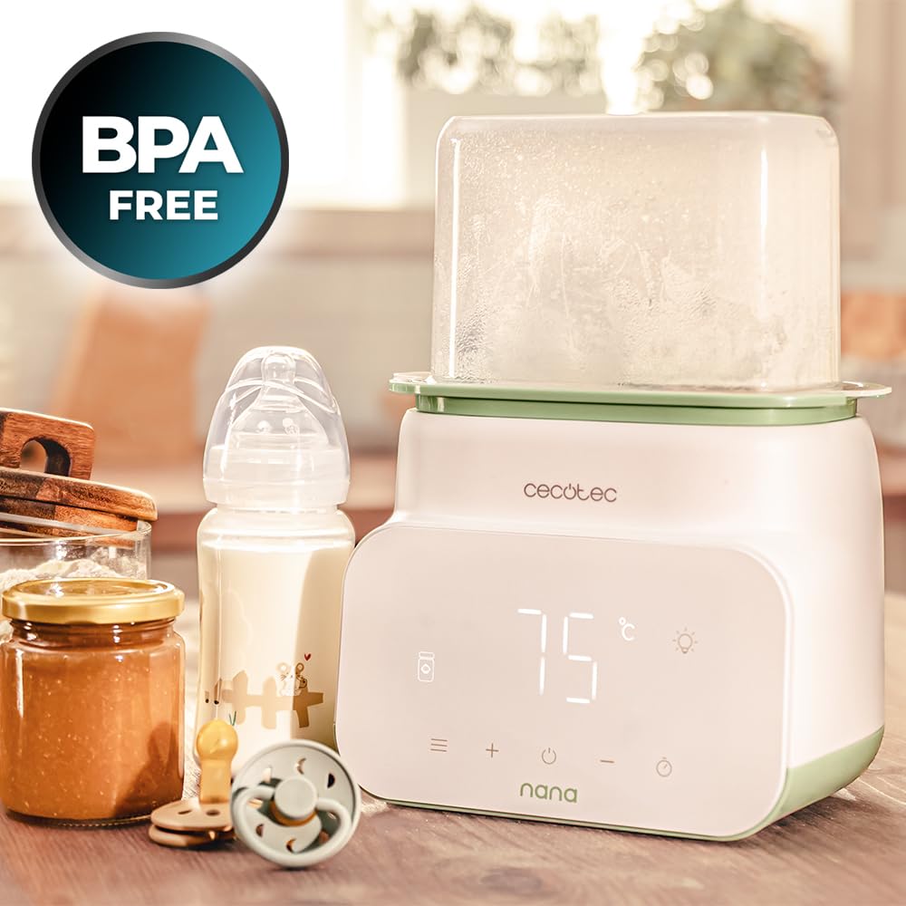 Cecotec Scaldabiberon - Sterilizzatore Biberon Nana BabyCare Double BottleWarmer, 4 modalità, Cestello per il Biberon, Senza BPA, Sicuro per Conservare Acqua, Latte e Alimenti