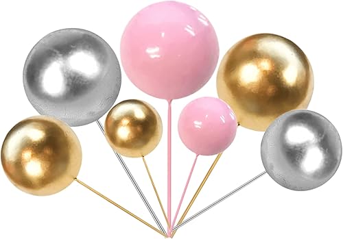 Miniatura 199 de Rsstarxi 30 piezas de bolas de burbujas para decoración de tartas, bolas de espuma, mini globo para cupcakes, decoración de bricolaje para baby Oro