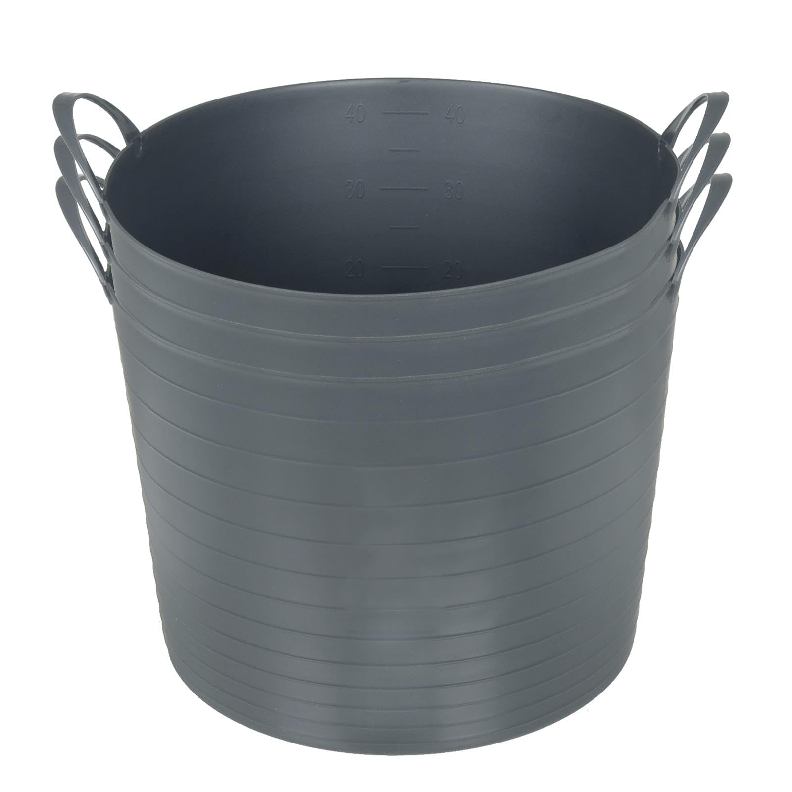 Azuma 42L Flexi Tubs 3 Pack - Versatile Large Garden Tubs with Handles, Handy Builders Buckets Heavy Duty, Ideal Bath Bucket & Flexi Bucket, Durable Flexible Buckets for Home & Garden (Grey)