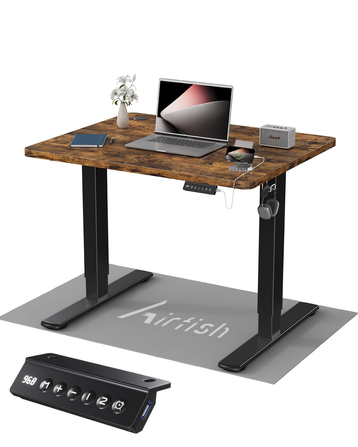 Airfish Höhenverstellbarer Schreibtisch Kinder Schreibtisch Höhenverstellbar Elektrischer mit Memory-Funktion, Bürotisch Höhenverstellbar für Home Office Steh-Sitz Tisch Standing Desk