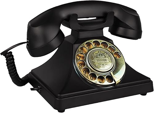 Miniatura 4 de Teléfono fijo retro, Teléfono vintage con cable, Teléfono antiguo de la década de 1930 con esfera giratoria para el hogar, Teléfonos de casa