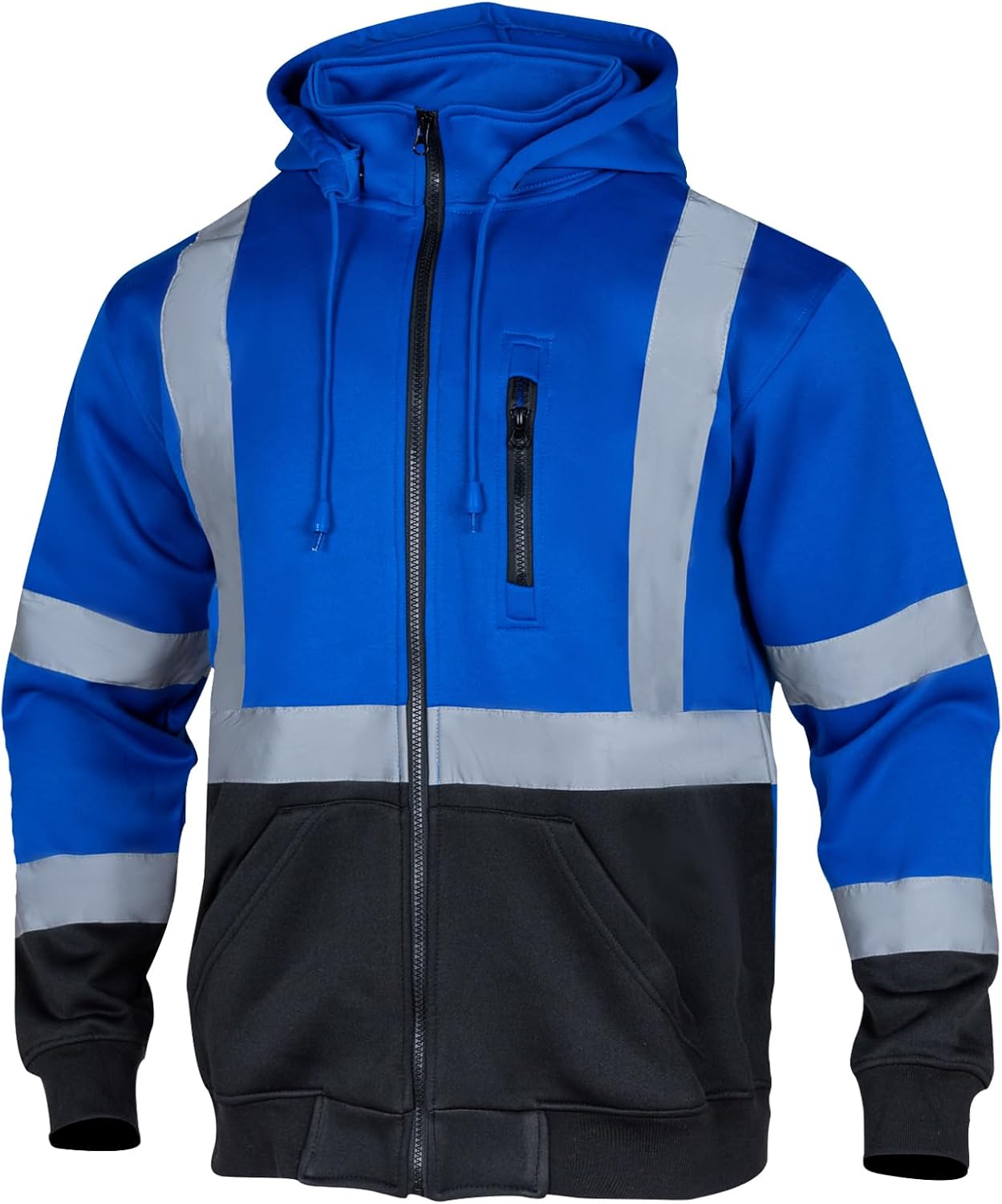 VENDACE High Visibility ANSI Class 1 Reflective Safety Fleece Sweatshirt Hoodie for Men with Detachable Hood(Royal blue,3XL) 3X-Large Royal Blue-detachable Hood