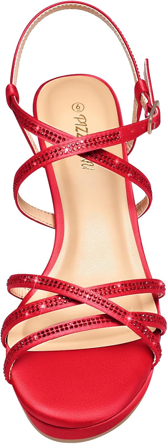 PIZZ ANNU Women's Stellora Platform High Heels Block Chunky Strappy Sparkly Rhinestone Open Toe Ankle Strap Dress Pump Sandals Shoes for Party Wedding - Image 7