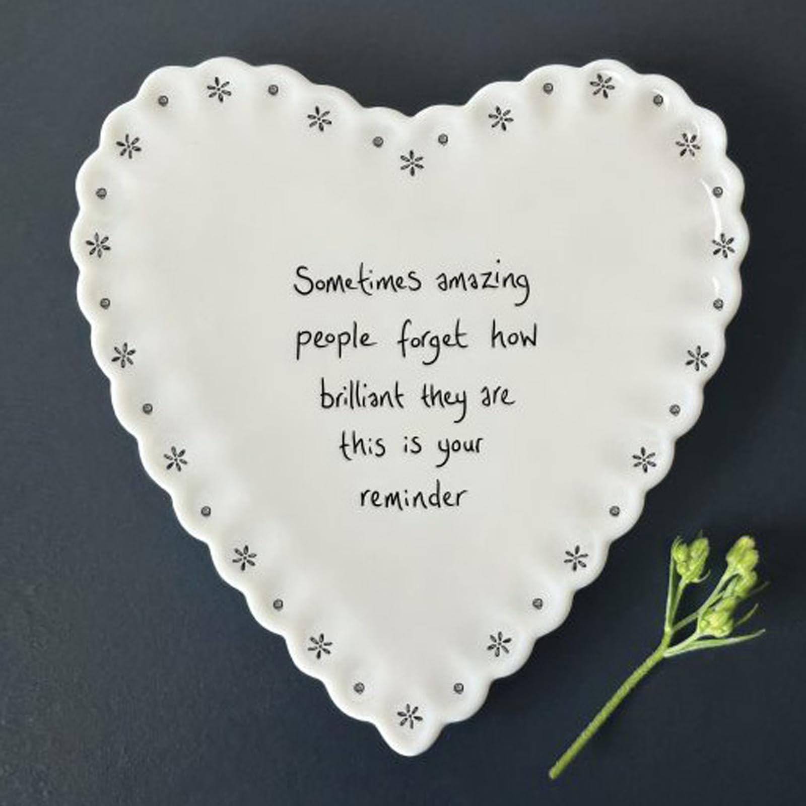 East of India Heart-Shaped Porcelain Coaster with Quote "Sometimes Amazing People" - Home Decor