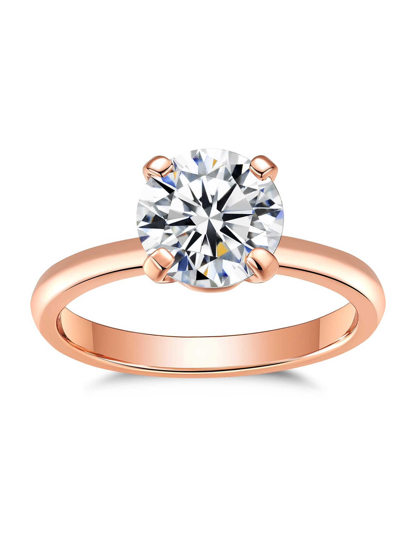 IMOLOVE Solitaire Moissanite Engagement Ring, 1CT D Color VVS1 Clarity, 925 Sterling Silver with 18K White Gold Plated, Ideal Gift for Women