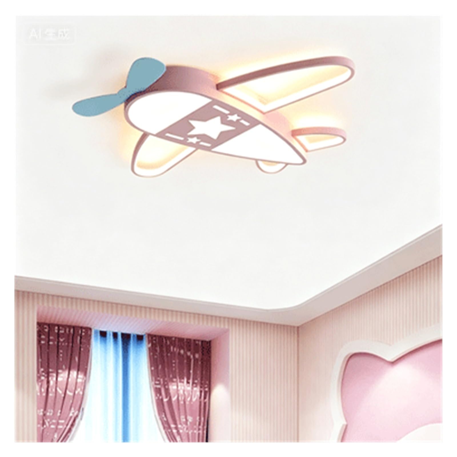 BKEKM LED Ceiling Light Fixture Creative Airplane Flush Mount Ceiling Light Dimmable 3000k-6000k Ceiling Lamp Cute Close to Lighting Fixtures(Rose,75cm)